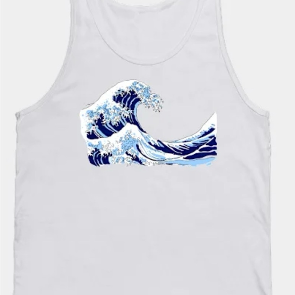 White Wave Graphic Tank Top